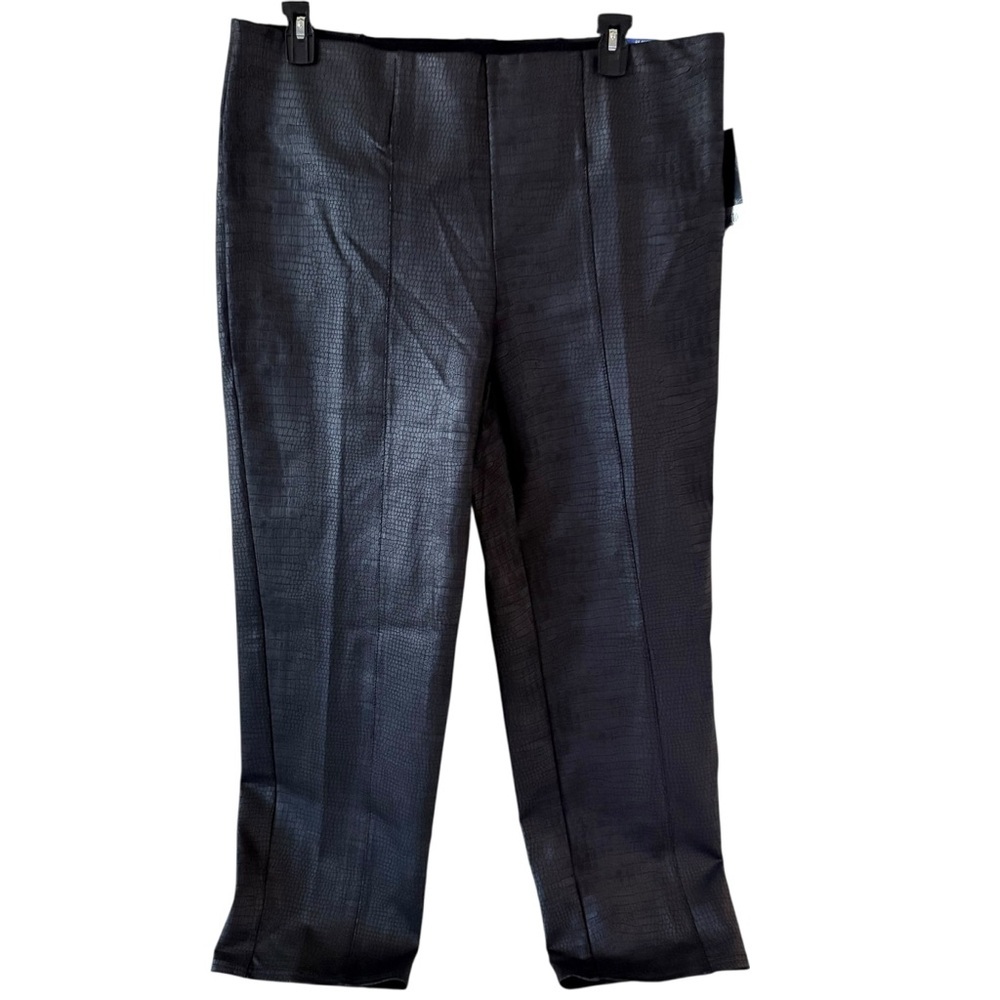 Slim Factor By Investments Black Faux Croc Slim Straight Pants – 2X Regular NEW